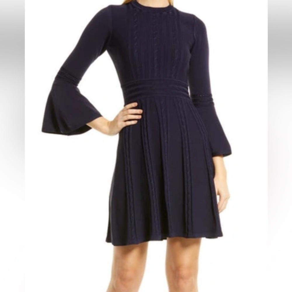 Harper Rose Nordstrom size M navy cable ponte knit sweater dress